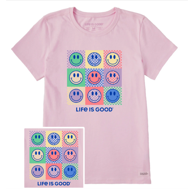 Women's Checkerboard Smilies Short Sleeve Crusher-LITE Tee
