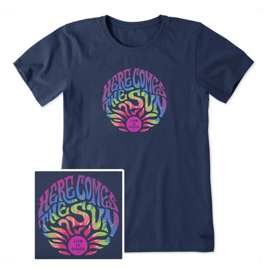 Women's Tie Dye Here Comes the Sun Short Sleeve Tee