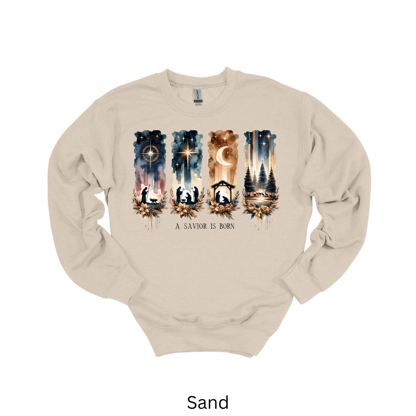 A Savior Is Born Long Sleeve Christmas Sweatshirt