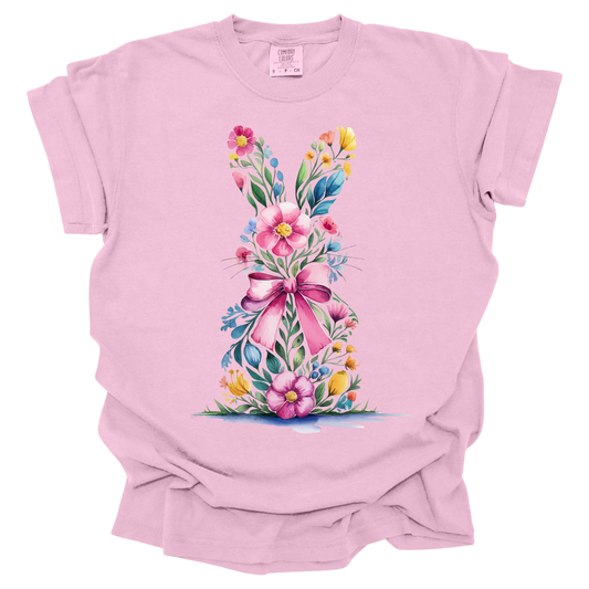 Floral Easter Bunny Short Sleeve T-Shirt