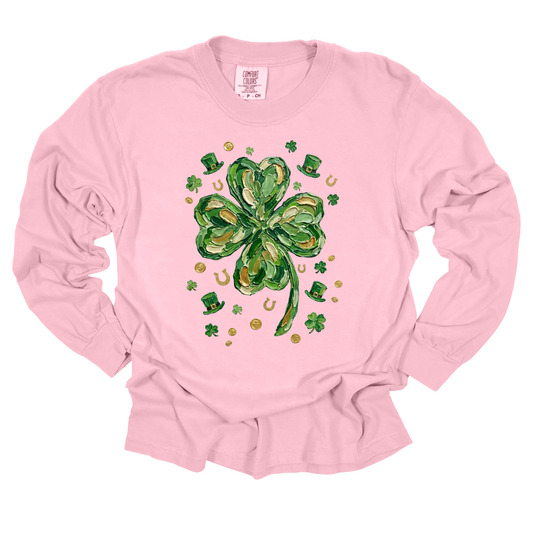 Brushstroke Clover Long Sleeve Comfort Colors T-Shirt