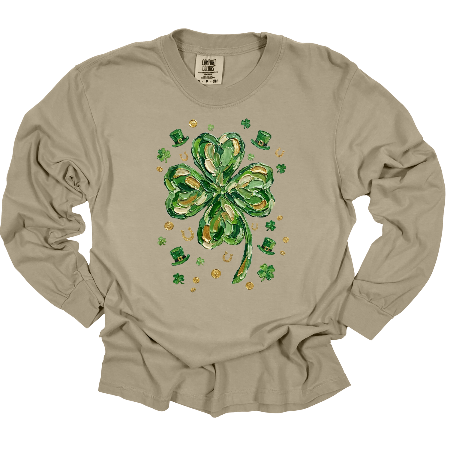 Brushstroke Clover Long Sleeve Comfort Colors T-Shirt