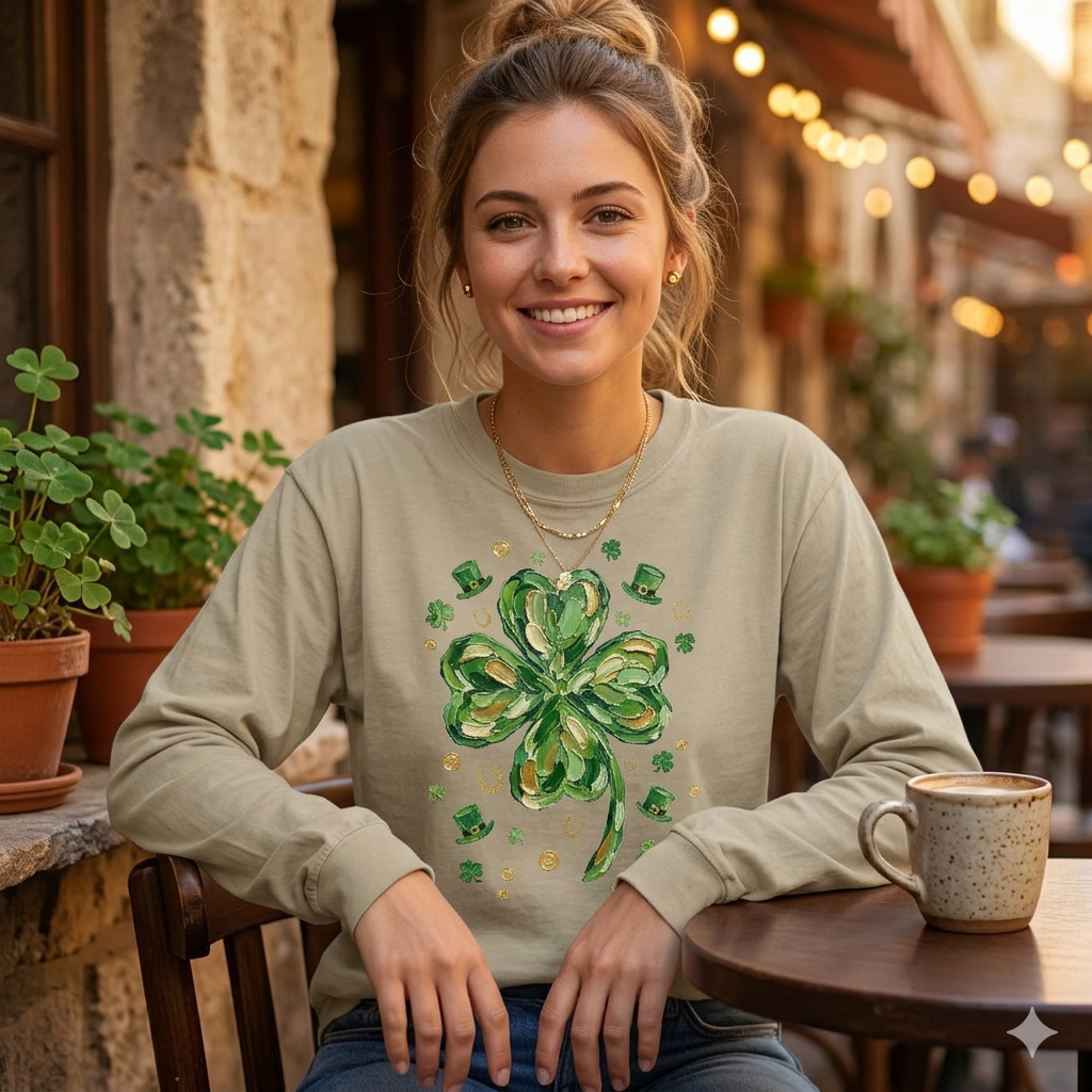 Brushstroke Clover Long Sleeve Comfort Colors T-Shirt