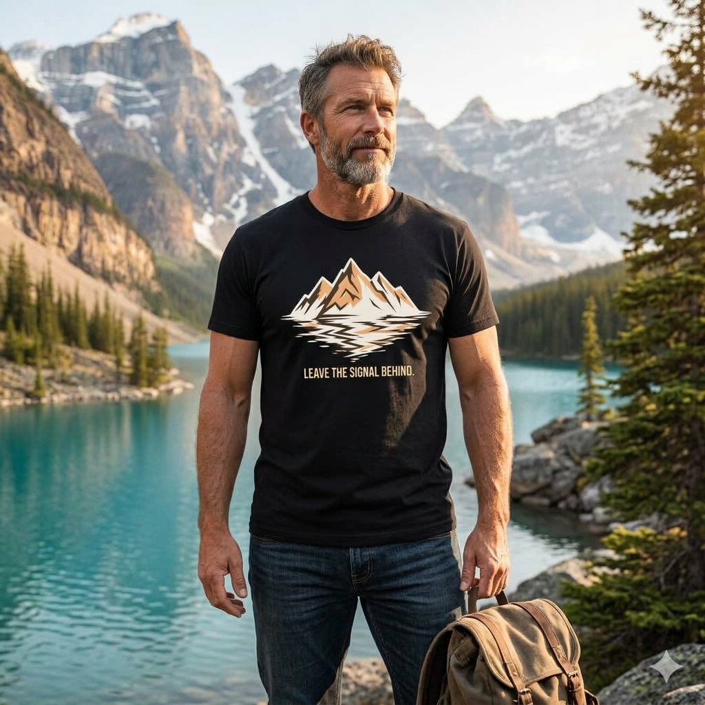 Adventure Awaits: "Leave the Signal Behind" Mountain T-Shirt