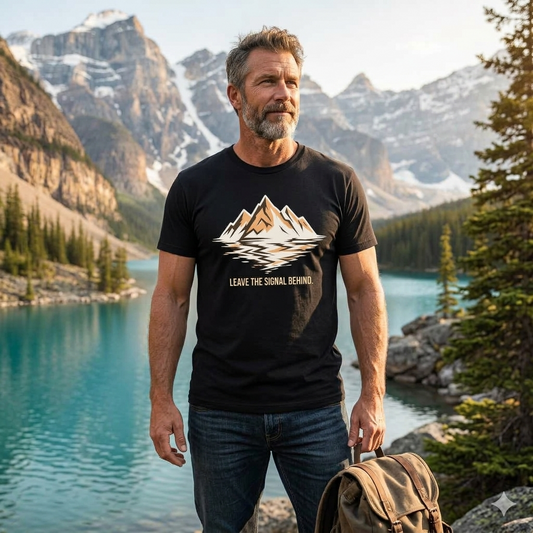 Adventure Awaits: "Leave the Signal Behind" Mountain T-Shirt