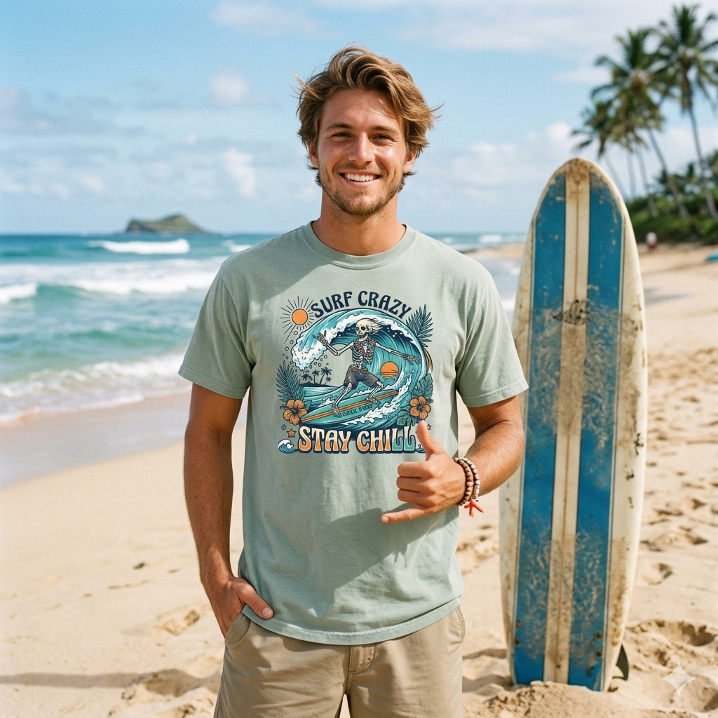 Surf Crazy "Stay Chill" Vintage Graphic Tee