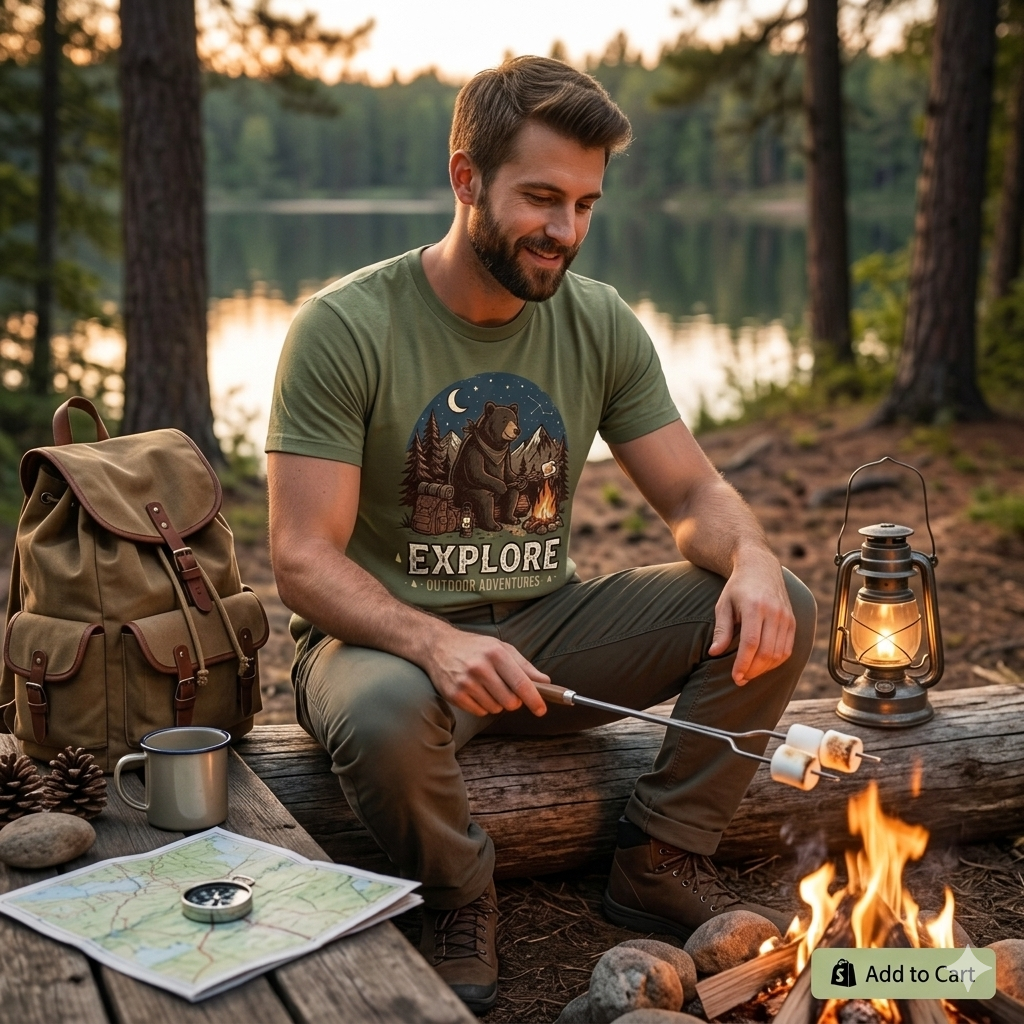 Campfire Bear Graphic Tee