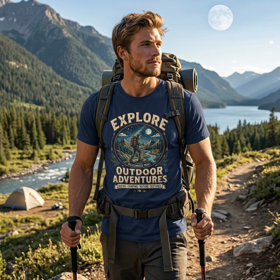 Explore Outdoor Adventures Hiking Camping Nature Distance Short Sleeve T-shirt