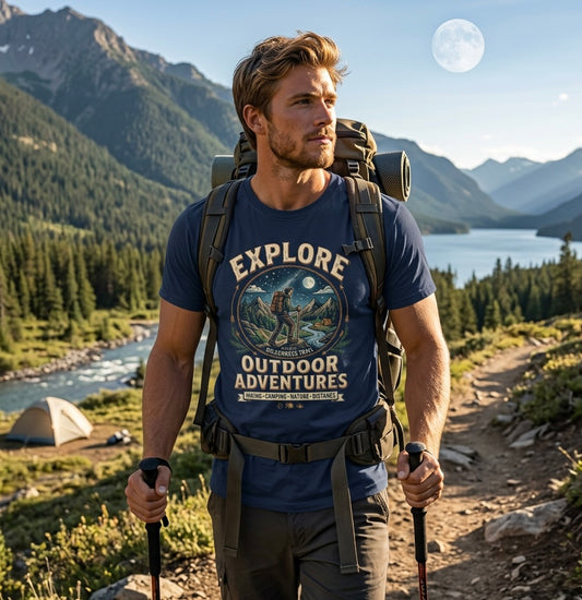 Explore Outdoor Adventures Hiking Camping Nature Distance Short Sleeve T-shirt