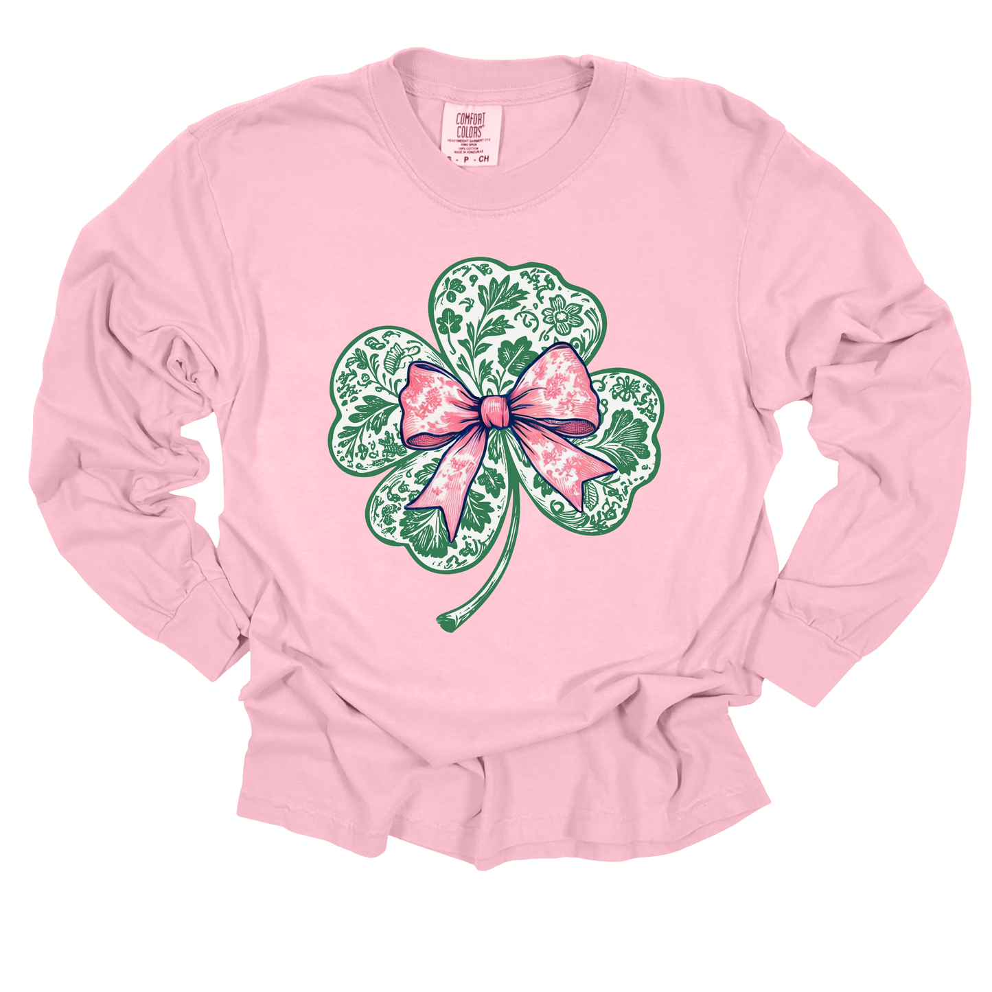 Preppy Shamrock Comfort Colors Long Sleeve T-Shirt