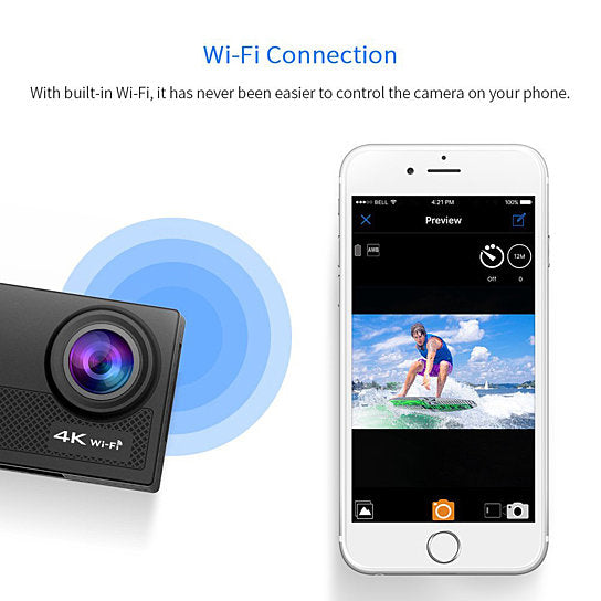 4K Action Pro Waterproof All Digital UHD WiFi Camera + RF Remote And Accessories by VistaShops