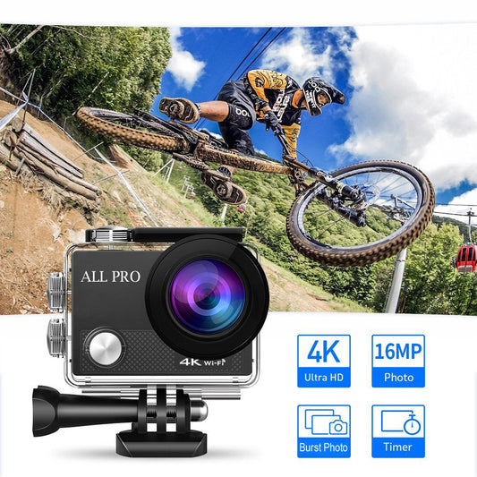 4K Action Pro Waterproof All Digital UHD WiFi Camera + RF Remote And Accessories by VistaShops