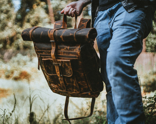 “The Roosevelt” Buffalo Leather Backpack by Vintage Gentlemen